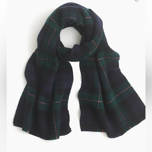 J. Crew Italian wool-blend Unisex Scarf in classic plaid M-290 14-1/2” x 74” - Picture 1 of 9